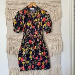 Marissa Webb Multi Floral Printed Puff Sleeve Dress